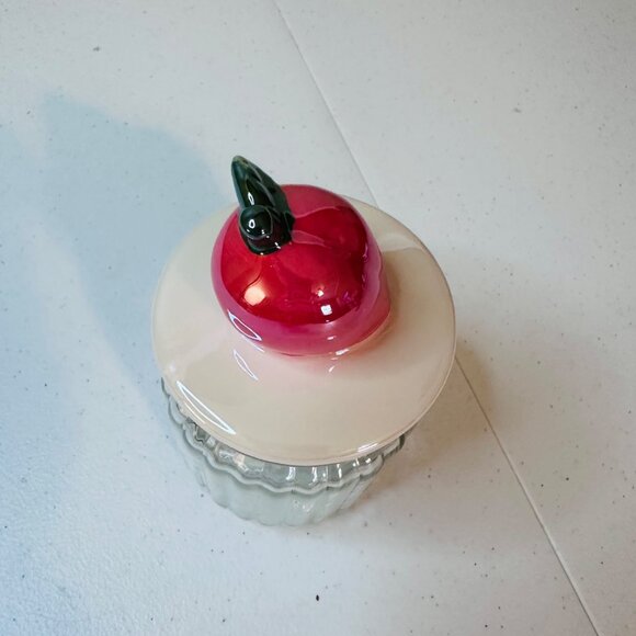 Small Glass Jar With Ceramic Lid with Fruit Handle Decoration - Picture 5 of 5